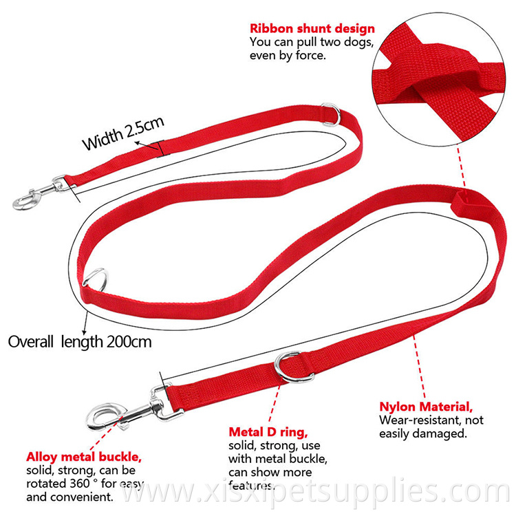Multi Functional Nylon Hands Free Pet Dog Leash Double Ended Leads Training Rope